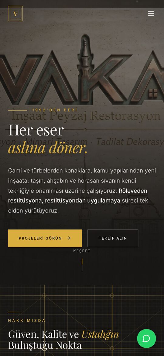 Vaka sitesinin telefondaki görünümü